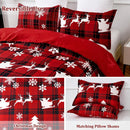 Axyaa Red Buffalo Plaid Queen Size Christmas Duvet Cover Set