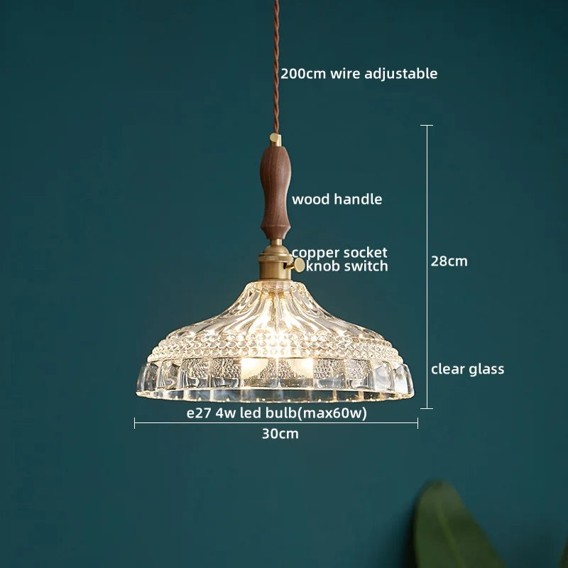 Axyaa Copper Glass LED Pendant Light - Nordic Style for Bedroom, Kitchen, Bar, Stairway
