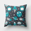 Axyaa Spaceship Astronaut Polyester Throw Pillow Case for Home Decor