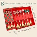 Axyaa Christmas Party Dinnerware Set with Tree Design Cutlery