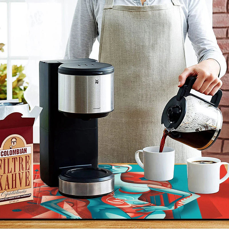 Axyaa Artistic Dry Coffee Absorbent Dish Mat - Table Cup Drying Mats