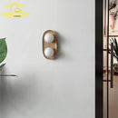 Axyaa Cream Wind Wooden Round Glass LED Wall Lamp Double Head Minimalist Designer