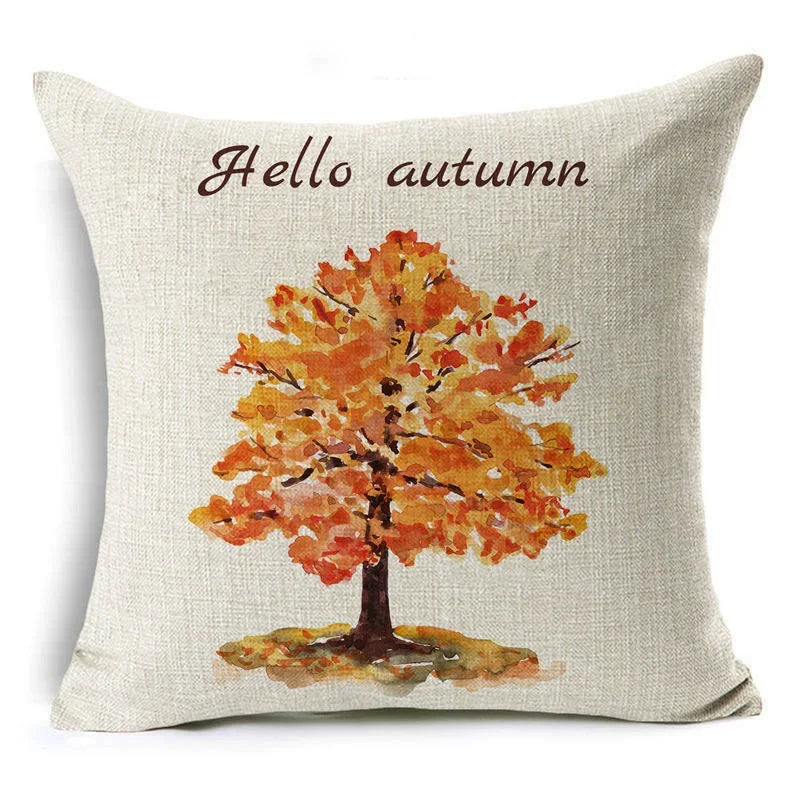 Axyaa Autumn Print Style Thanksgiving Pillow Case - Decorative Plant Cushion Cover