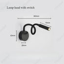 Axyaa Simple Hose LED Wall Lamp with Switch - High Sense Bedside Lighting