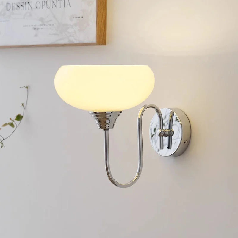 Axyaa French Cream Glass Wall Lamp - Medieval Bauhaus Style