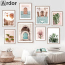 Pink Flower Palm Balloon Canvas Painting Nordic Posters for Modern Living Room Decor by Axyaa