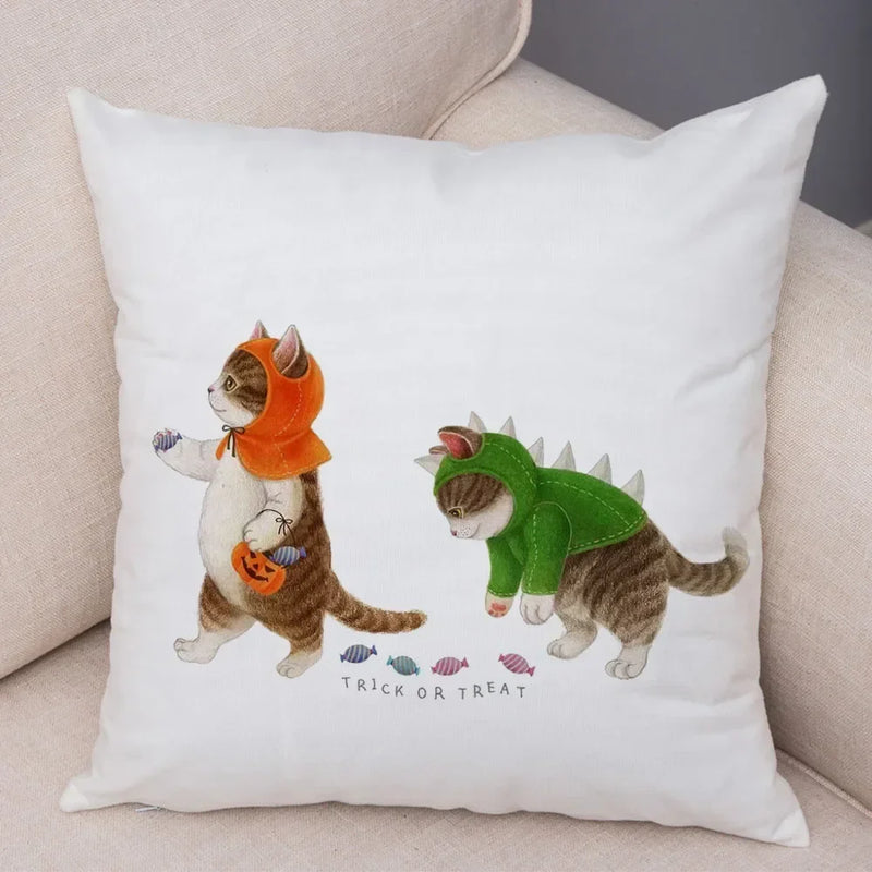 Axyaa Cartoon Cat Decorative Cushion Cover for Home, Sofa, Kids Room