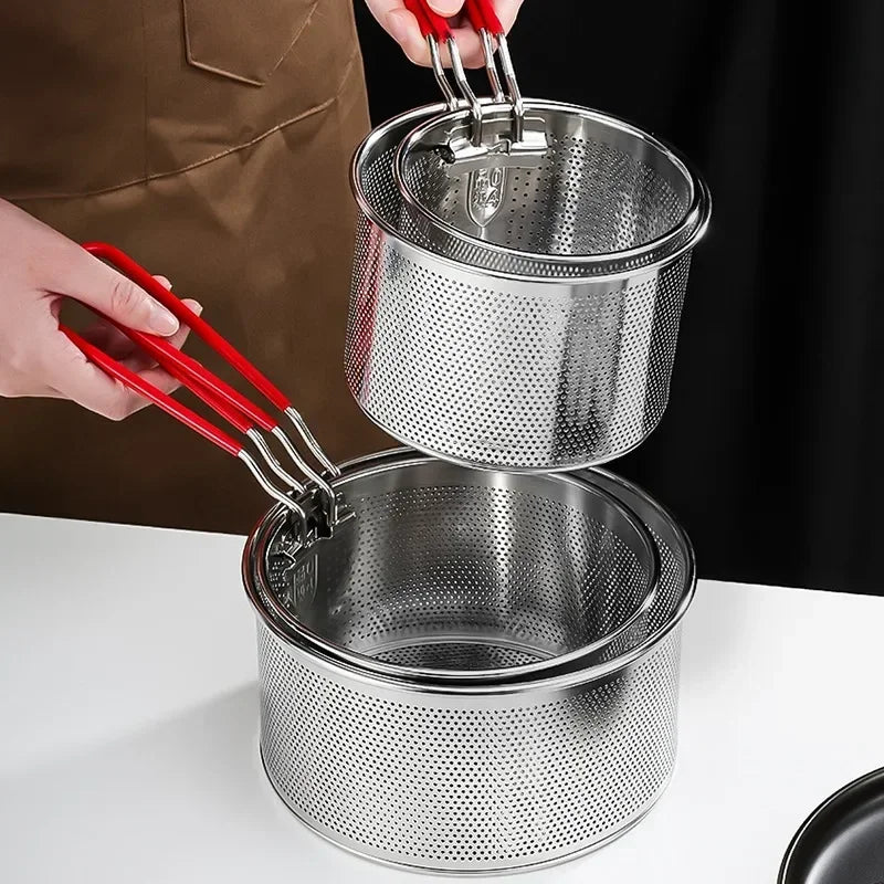 Axyaa Stainless Steel Fry Basket Strainer Spoon for Cooking French Fries