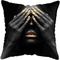 Axyaa Black Gold African Lady Woman Art Deco Pillowcase
