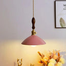 Axyaa Ceramic Wood Handle LED Pendant Light Fixture, Modern Style for Kitchen, Bedroom, Corridor