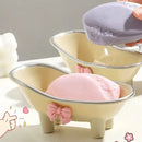 Axyaa Bowknot Design Soap Dish: Cute Plastic Soap Holder for Bathroom Accessories