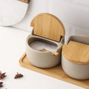 Axyaa Ceramic Seasoning Jar with Bamboo Lid and Spoon