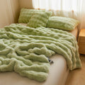 Axyaa Faux Rabbit Fur Blanket: Luxury Double Layer Plush Throw for Sofa Bed