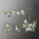Axyaa Peacock Blue Glass Chandelier: Luxury Flower Design Pendant Lamp