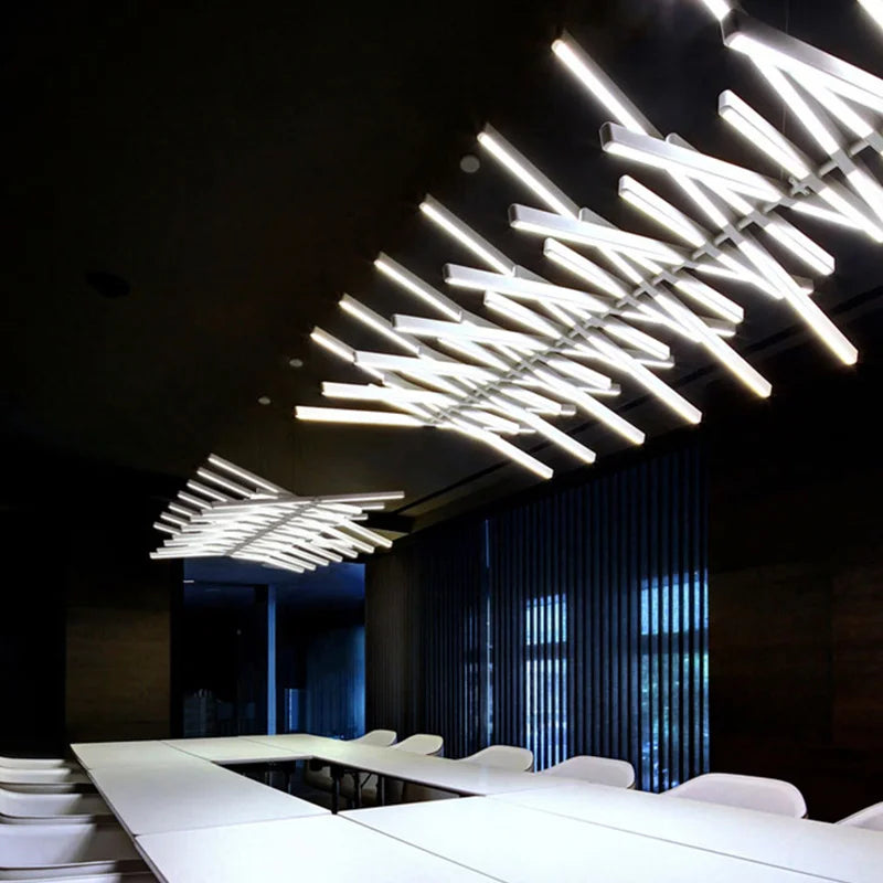 Nordic LED Fishbone Chandelier for Restaurant and Office - Axya Lighting