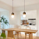 Axyaa Travertine Stone Pendant Lamp with Glass Ball for Bedroom and Dining Room