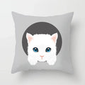 Axyaa Cute Cat Round Head Cushion Cover 45x45cm Polyester Pillowcase Square