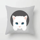 Axyaa Cute Cat Round Head Cushion Cover 45x45cm Polyester Pillowcase Square
