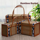 Bamboo Camping Storage Basket by Axyaa - Sturdy Portable Outdoor Picnic Box