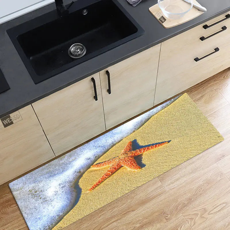 Axyaa Ocean Waves Beach Carpet - 3D Kitchen Bedroom Floor Rug