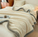 Axyaa Plush Coral Fleece Blanket: Soft, Luxe Striped Throw for Sofa, Bed, Office Nap