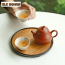 Axyaa Bamboo Banquet Serving Tray | Decorative Tea Plate for Coffee Bread Dessert