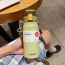 Axyaa Stainless Steel Vacuum Flask with Straw and Portable Strap