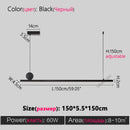 Axyaa LED Strip Chandelier: Simple Minimalist Office Dining Room Pendant Lights