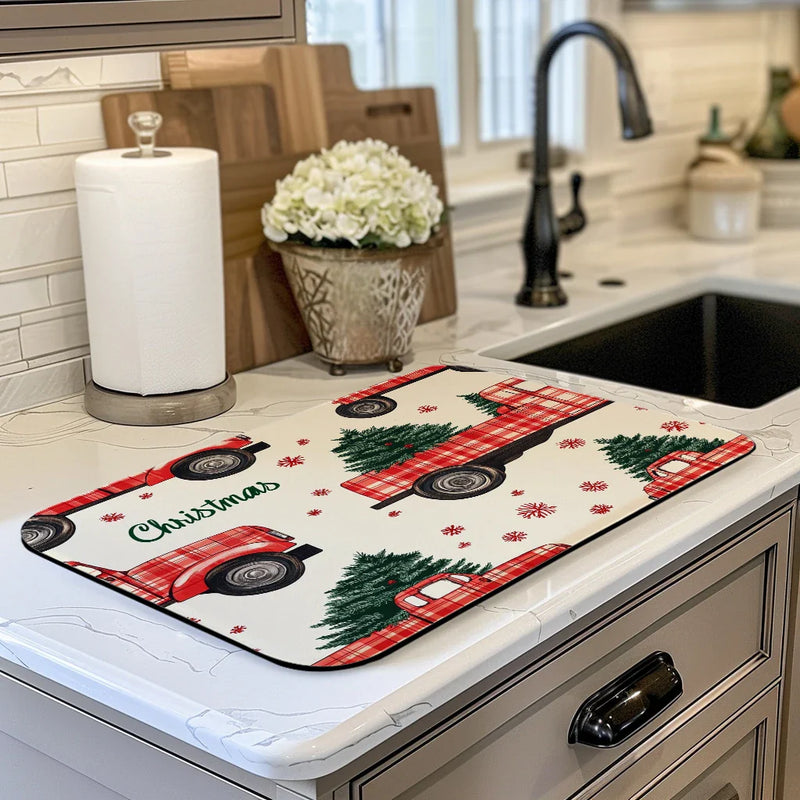 Axyaa Christmas Tree Drying Mat - Quick Dry Kitchen & Bathroom Drain Pad