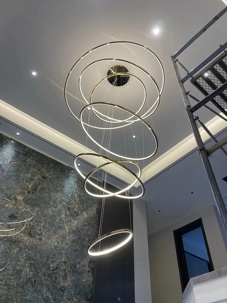 Axyaa Stainless Steel Ring Pendant Light - Modern Minimalist Living Room Chandelier