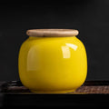 Axyaa Ceramic Tea Jar with Bamboo Lid for Home Storage and Decoration