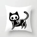 Axyaa Decorative Pillow Cover 45x45cm Polyester Square Black Cat Skull Design
