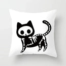 Axyaa Decorative Pillow Cover 45x45cm Polyester Square Black Cat Skull Design
