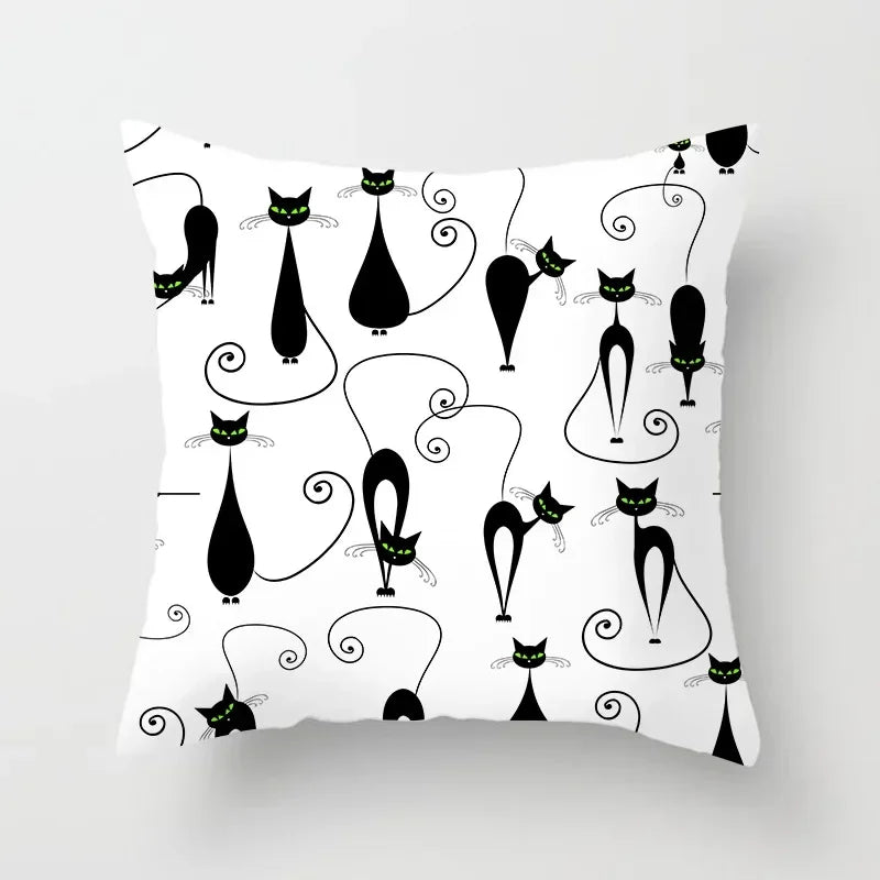 Axyaa Cartoon Black Cat Cushion Cover 45*45cm