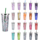 Axyaa Glitter Double Layer Sippy Cup, Large Capacity Reusable Coffee Milk Tea Cup
