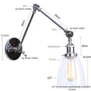 Axyaa Retro Loft Pull Chain Wall Light Chrome Glass Fixture