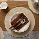 Axyaa Round Braided Cream Placemats for Dining Table - Set of 6