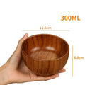 Axyaa Handcrafted Japanese Wooden Soup Bowl Large Retro Solid Wood Tableware