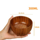 Axyaa Handcrafted Japanese Wooden Soup Bowl Large Retro Solid Wood Tableware