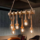 Axyaa Bamboo Hemp Rope Pendant Light for Creative Restaurant and Bar Decor