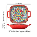 Axyaa Bohemian Ceramic Baking Dish Square with Handles for Pasta and Desserts