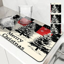 Axyaa Christmas Tree Non-slip Coffee Cup Drying Mat: Absorbent & Drainage for Kitchen Counter