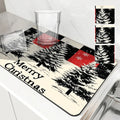 Axyaa Christmas Tree Coffee Cup Drying Mat: Non-slip Absorbent Mat for Kitchen Counter & Coffee Bar