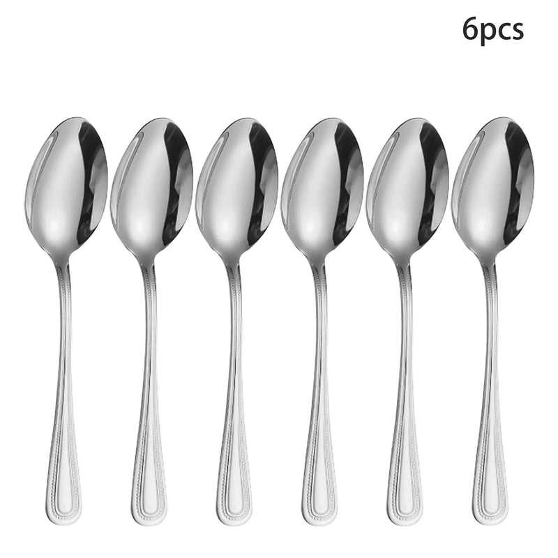 Axyaa 24-Piece Stainless Steel Silver Cutlery Set for Family, Hotel, and Restaurant