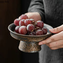 Axyaa Retro Ceramic Fruit Tray High Foot Dessert Plates for Home Kitchen Tableware