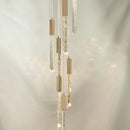 Axyaa Luxury K9 Crystal Chrome LED Chandelier for Living Room Stair Loft Kitchen Hotel