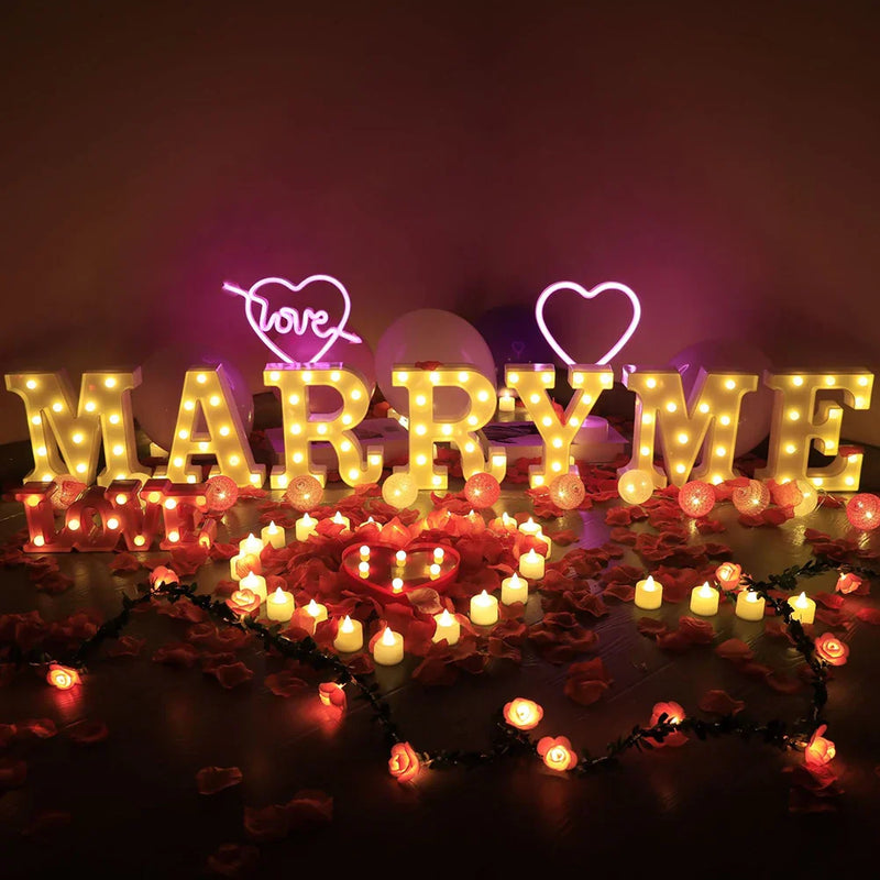 Axya LED 3D Marry Me Proposal Night Lamp for Wedding Party Decor