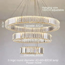 Axyaa Golden Chrome LED Crystal Round Ring Chandelier - Modern Ceiling Lamp for Home Decor