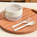 Axyaa Round Plastic Bento Box with Foldable Utensils - Microwave Safe Student Lunch Container