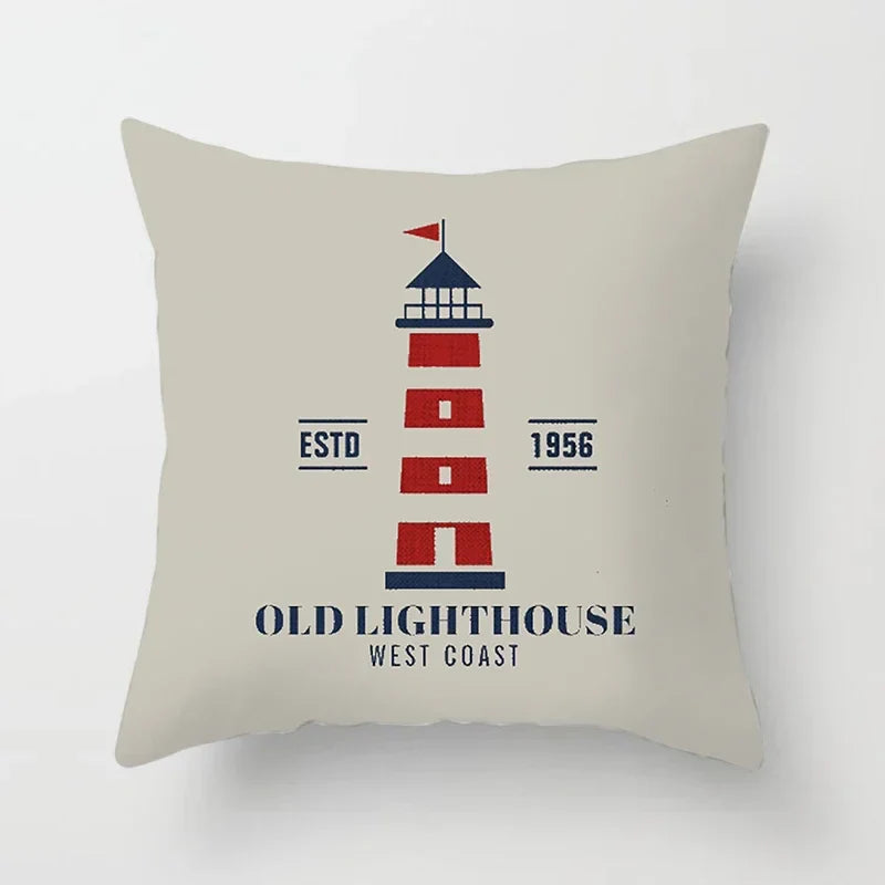 Axyaa Blue Mediterranean Compass Anchor Pillow Cover 45x45cm